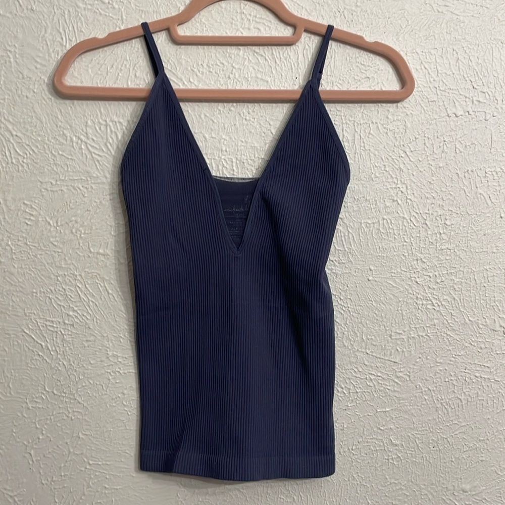 Free People Black Ribbed Mesh Tank Top Size X-Small